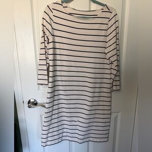 Lands' End White and Black Striped Long Sleeve Dress